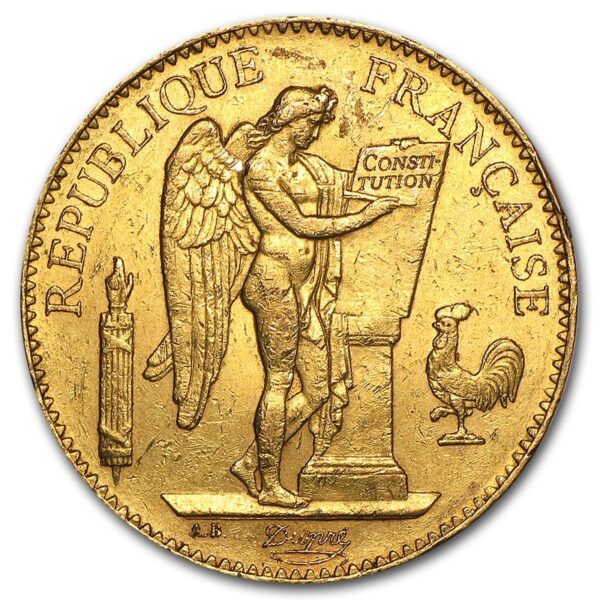 100 Francs Gold Lucky Angel (Avg Circ)