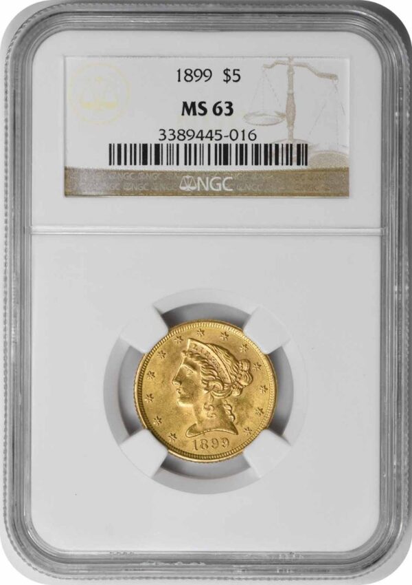 $5 MS-63 Liberty Half Eagle Gold Coin (NGC or PCGS)